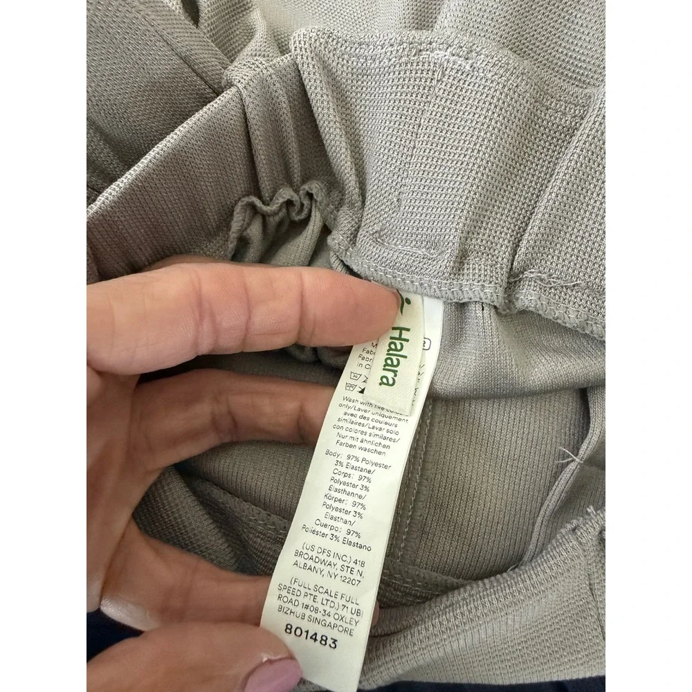 Halara Flex High Waisted Wide Leg Work Pants Taupe Grey Pleated Trousers Medium